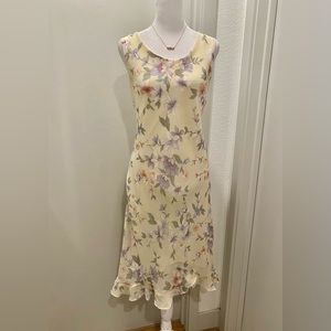 VTG 90s R&K Originals Cream & Pastel Spring Floral Midi Maxi Sleeveless Dress